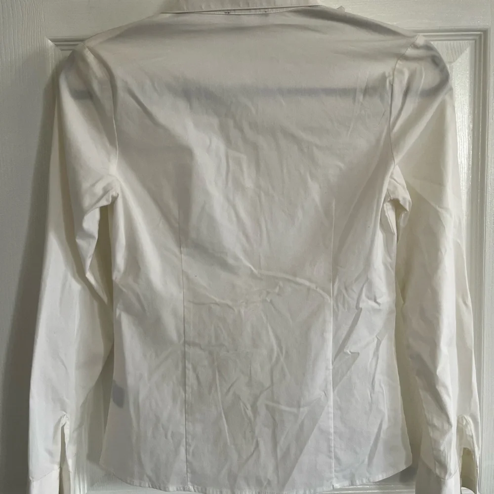 White Ruffled Button-Up Shirt - Picture 3 of 4